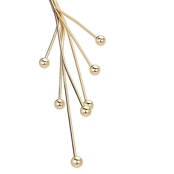 Gold Modern Abstract Metal Ball Tip Tassel Branch Twig Choker Necklace Set - Picture 3 of 3